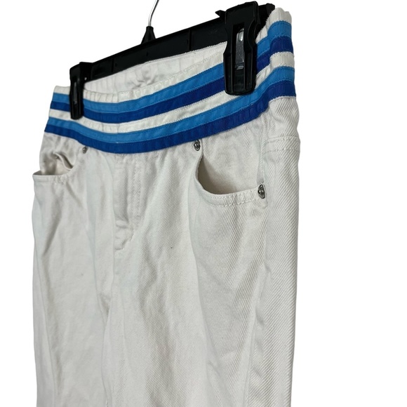 MICHAEL KORS White Blue Ribbon Waist Band Bootcut Boot Cut !00% Cotton Jeans 4 - Picture 3 of 16
